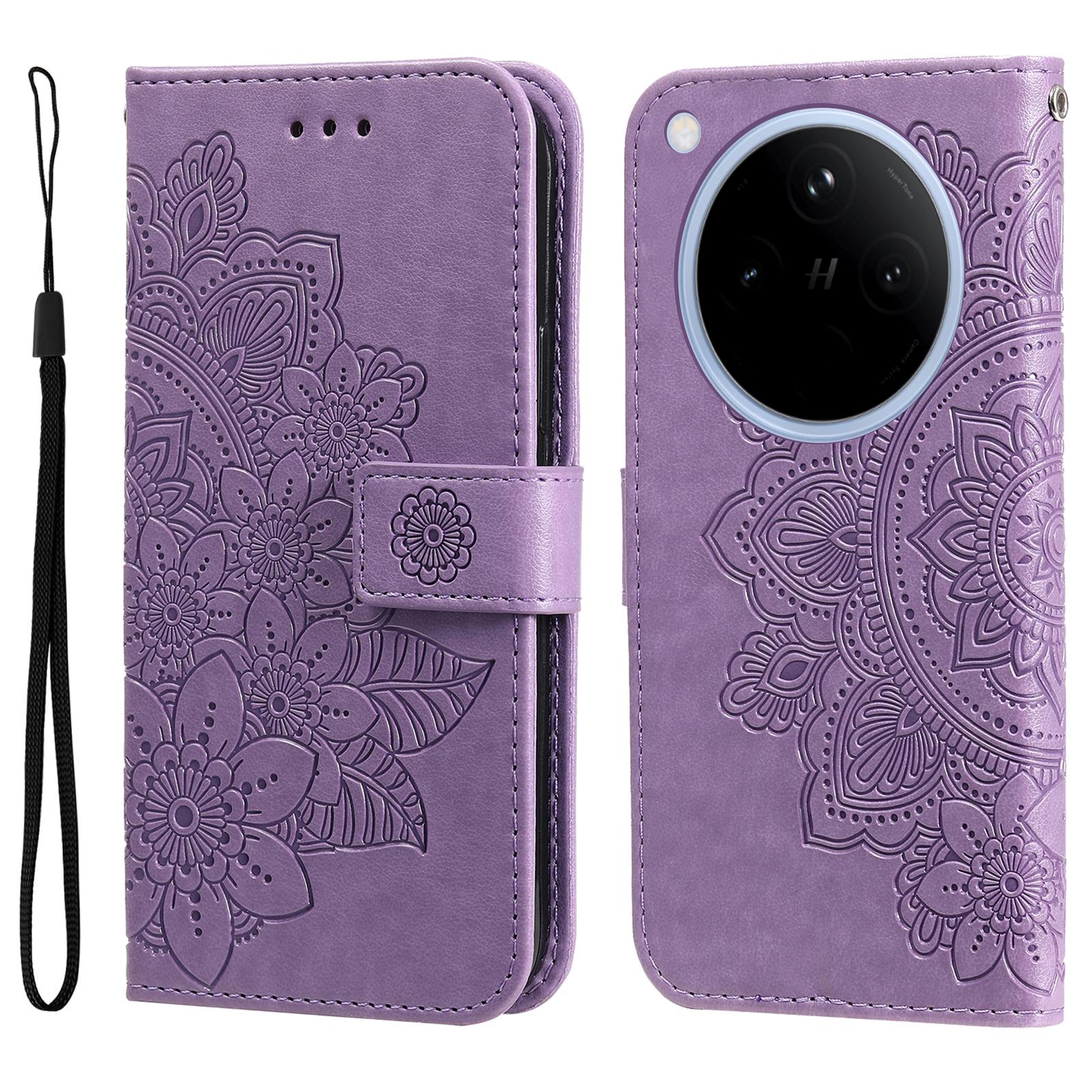 

For Oppo Find X8 5G Case Floral Pattern PU Leather Wallet Stand Phone Cover Purple