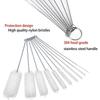 10PCS Long Straw Brush, Nylon Pipe Tube Cleaner 8-ihch 10 Different Diameters