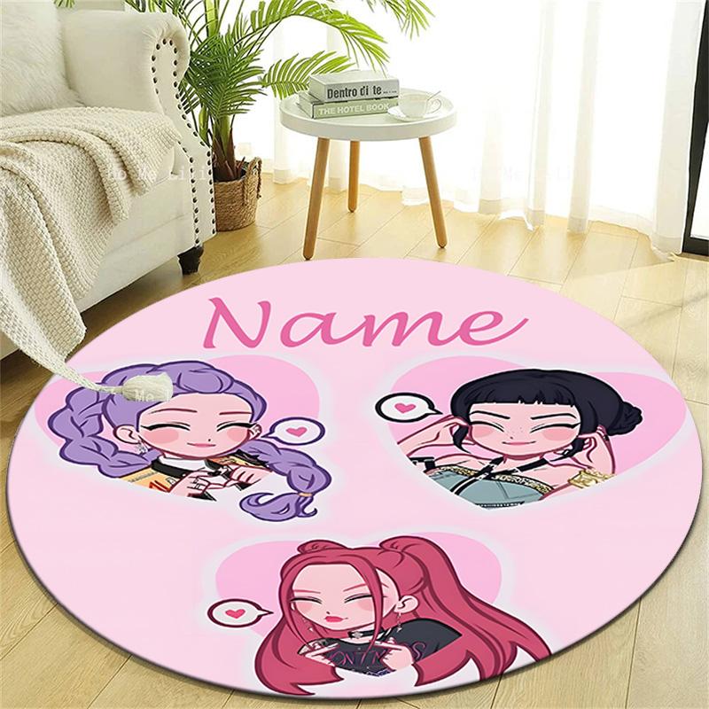 Personalized K-KPop Demon Hunters Round Chair Office Rug - Perfect for Mat, Office Chair & More - Ideal Gift for Birthdays and Holidays