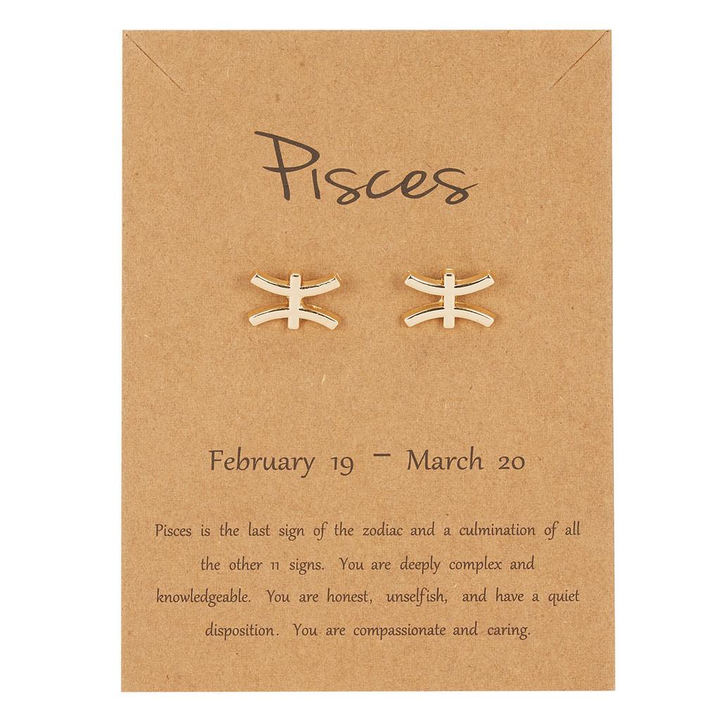 Zodiac Sign Ear Studs With Alloy Material And Creative Constellation Pattern For Gifts
