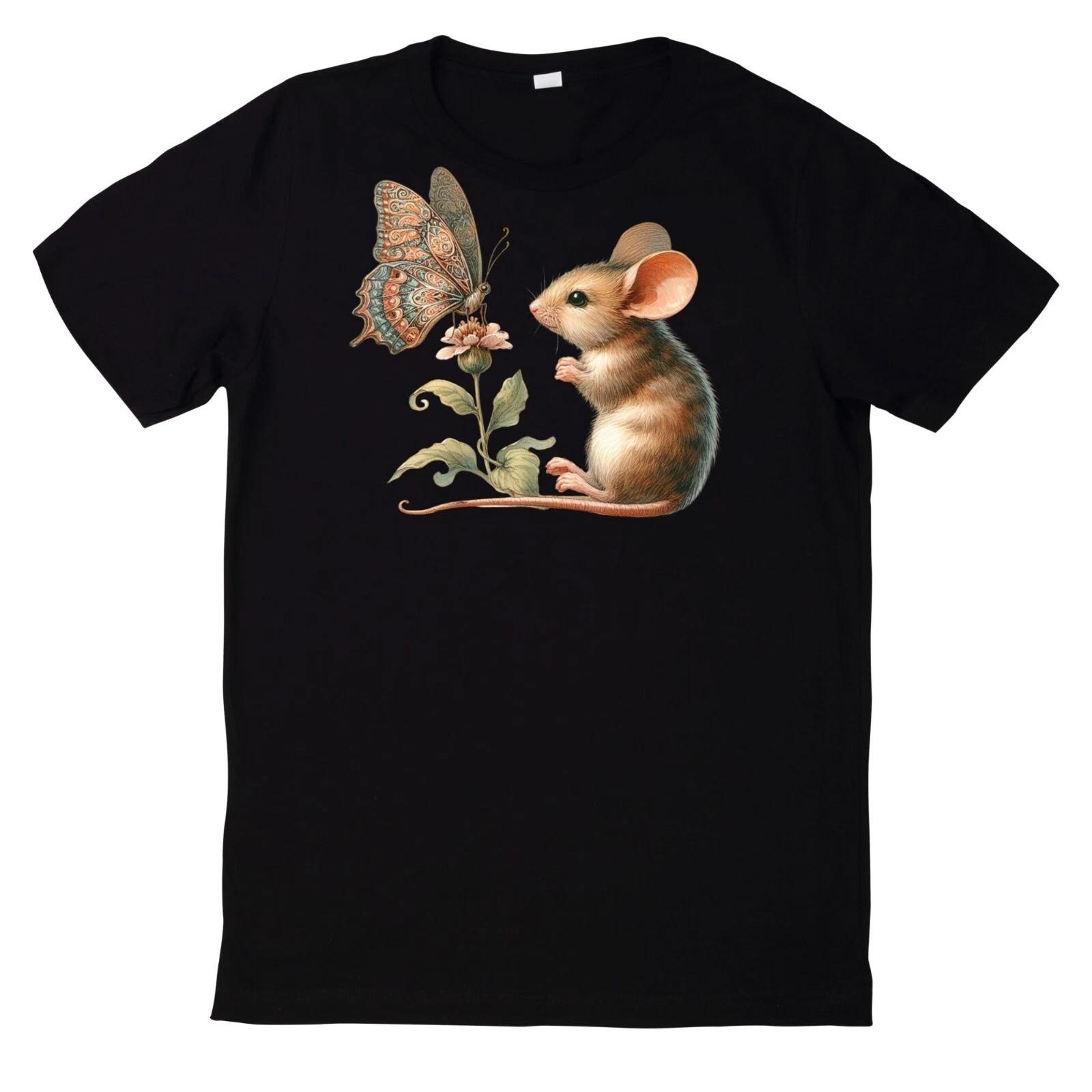 T-Shirt Maus und Schmetterling Motiv S