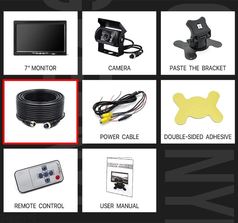 

Автомобильная ИК-светодиодная камера заднего вида Haohu, 4-контактный разъем, 7-дюймовый цветной ЖК-TFT монитор заднего вида 800*480 для автобуса, грузовика, дома на колесах