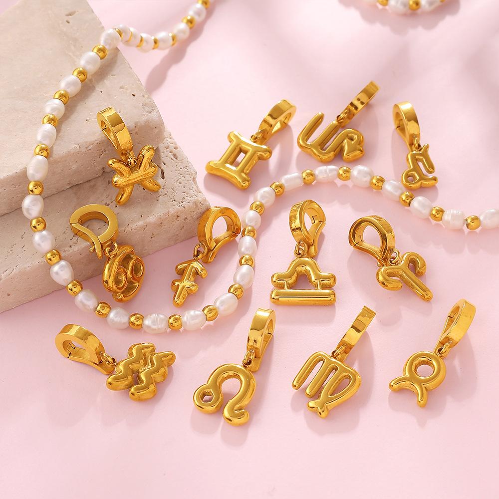 Summer Seaside Vacation Wind Golden Twelve Constellations Bikini Buckle Pendant Gold-plated DIY Accessories