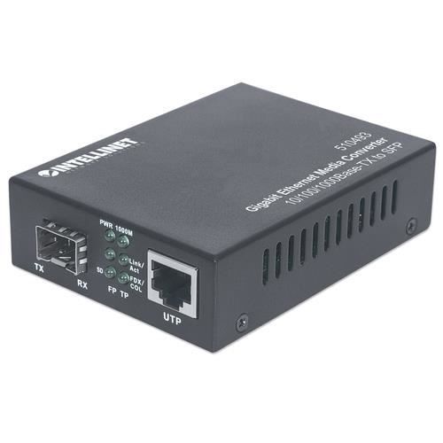 Convertisseur de support réseau - INTELLINET - 510493 - Gigabit Ethernet - SFP - Métal