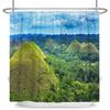Natural Scenery Shower Curtain Blue Sky Grassland White Clouds 3D Printing Home Bathroom Decoration Waterproof Curtain With Hook