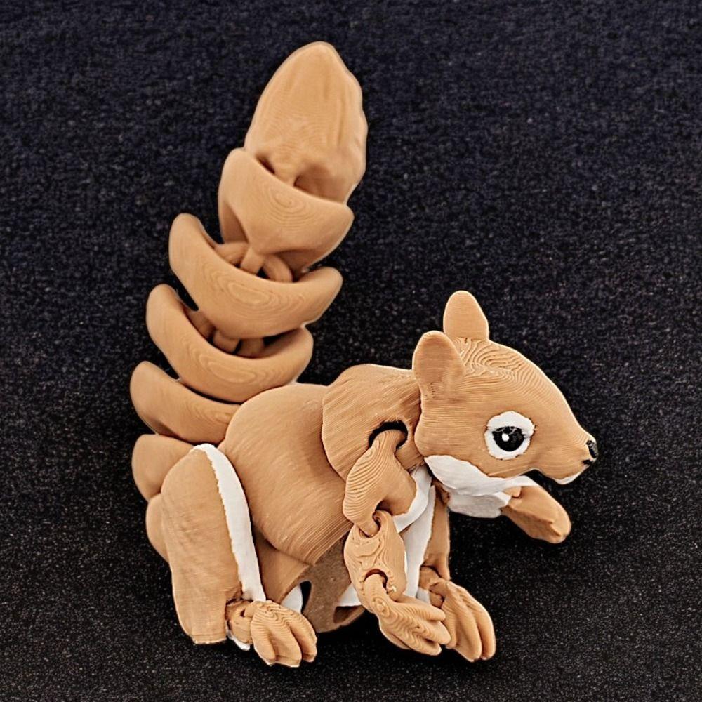 Movable Joints Squirrel Model Toys Cartoon 3D Articulated Squirrel Toys  Birthday Gift