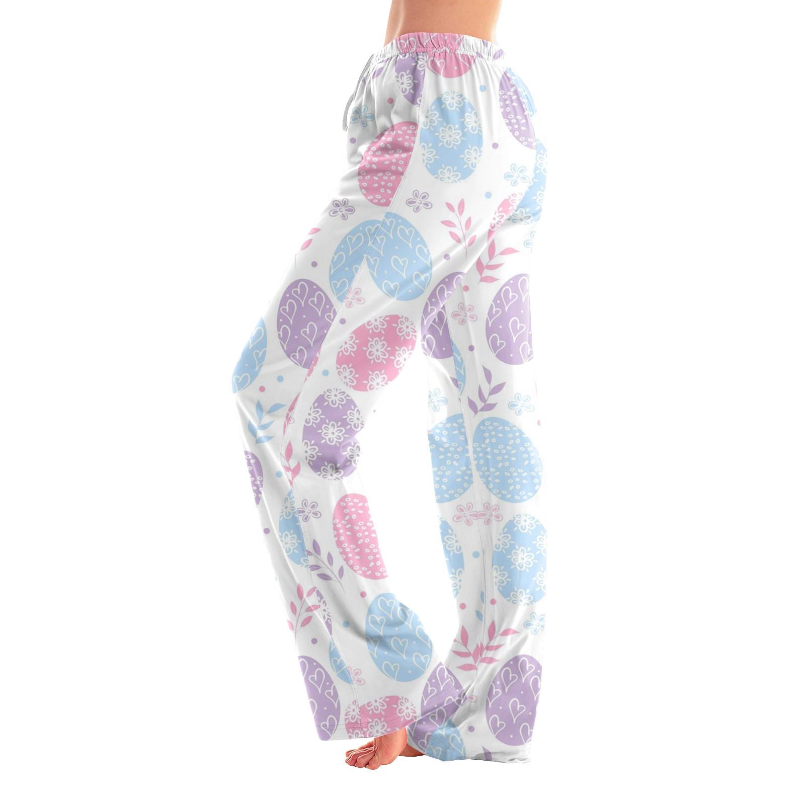 

Женские пижамные штаны, одежда для сна, повседневные брюки с эластичной резинкой на талии, удобные прямые свободные брюки для йоги L