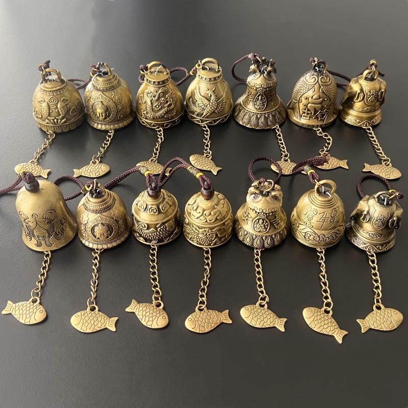 Vintage Pure Copper Bell Keychain Rustproof Brass Small Pendant Portable Ornament for Car Key Backpack Accessory Gift