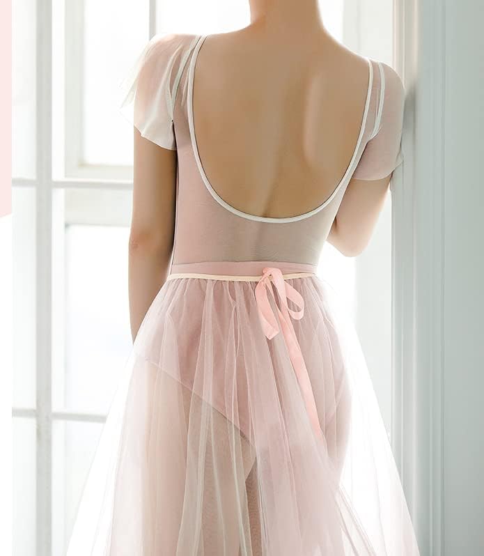 ProDance Blue and Pink Velvet Ballet Leotard with Ruffled Sleeves Women's (PLT012L, XXL, Pink)