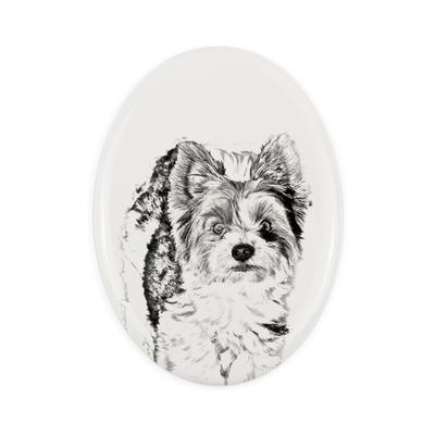 Biewer Yorkshire Terrier - Commemorative Plaque with a Photo of a Dog, Tombstone with a Print, Personalized Oval Plaque from the Brand