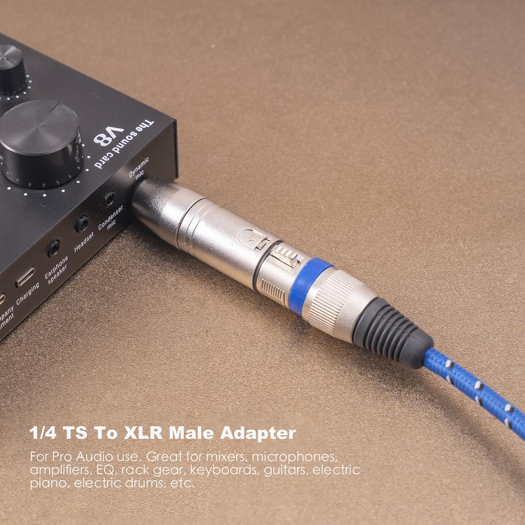 Metal Housing Converter 6.35mm 1/4 Inch TRS Male To R Male Adapter for Microphones, Mixers, and Amplifiers