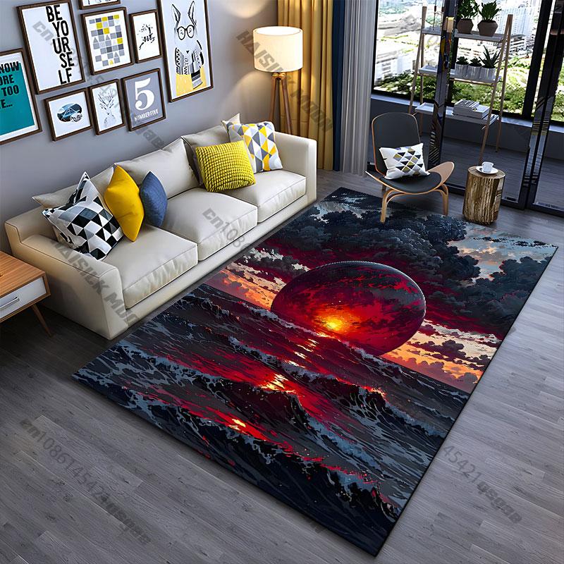 Surreal sunset cosmic ocean devastation carpet Yoga living room room decor children s crawling mat doormat area rug 40x60cm