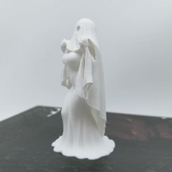 Yangyizhi 3D Printed Halloween Ghost Bride Statue Ornament, Female Figure Sculpture with Stable Base, Decorative Minimalist Spooky Figurine for Modern