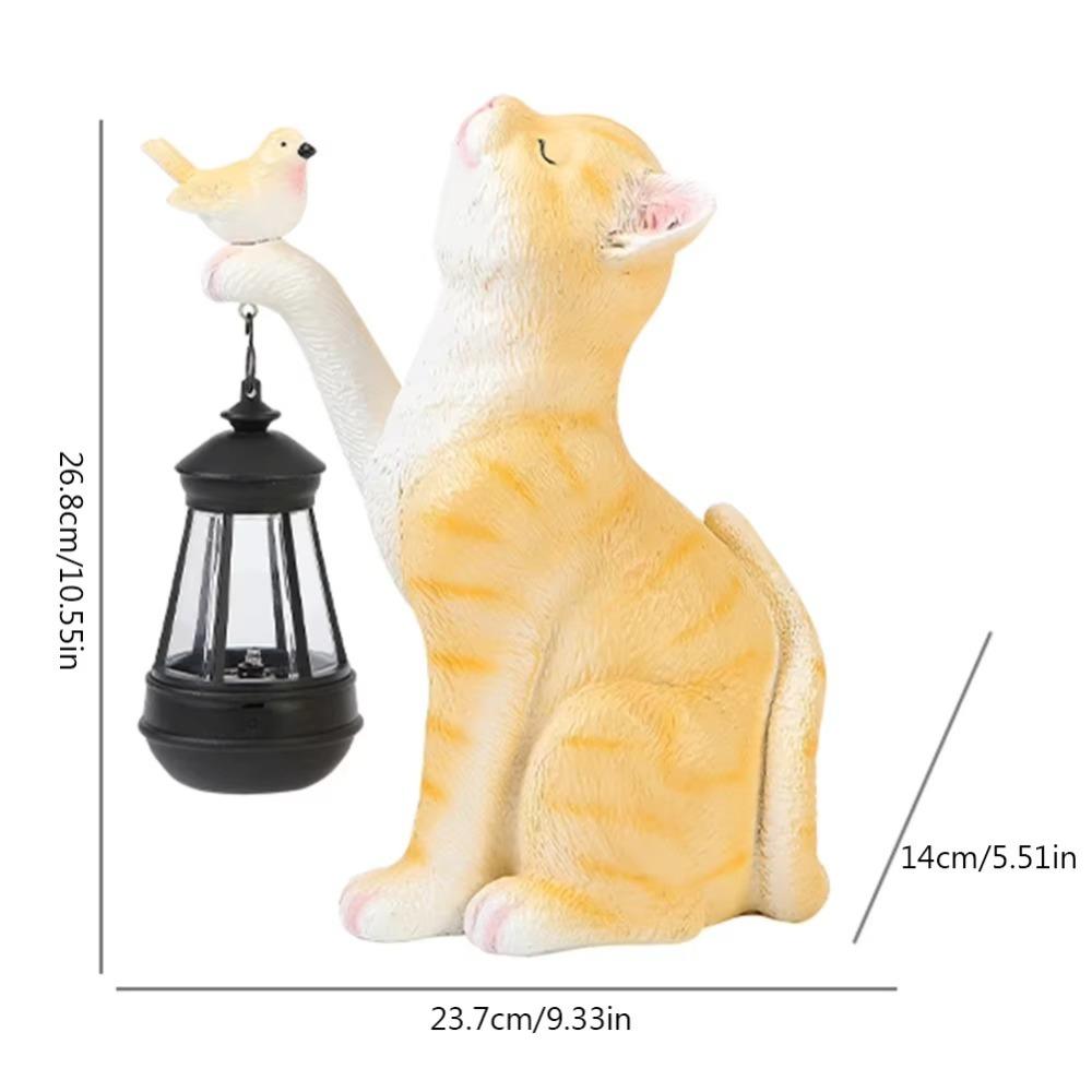 Resin Resin Cat Figurines Cute Solar Animal Lamp Garden Yard Figurines Decor