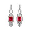 Simulated colored treasure zircon earrings, emerald earrings, square diamond-encrusted red corundum earrings, pink zirconium earrings.