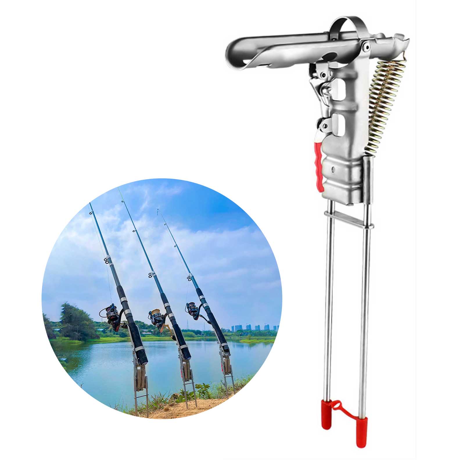 

35*17cm Stainless Steel Fishing Rod Stand Holder Bracket Automatic Spring Dismantle Rod Holders for All Fishing Rods