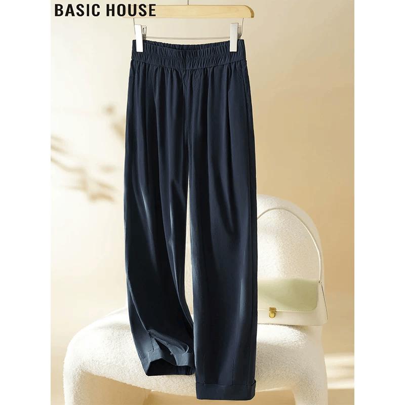 Basic House Women s Thin Ice Silk Cropped Straight-Leg Pants S