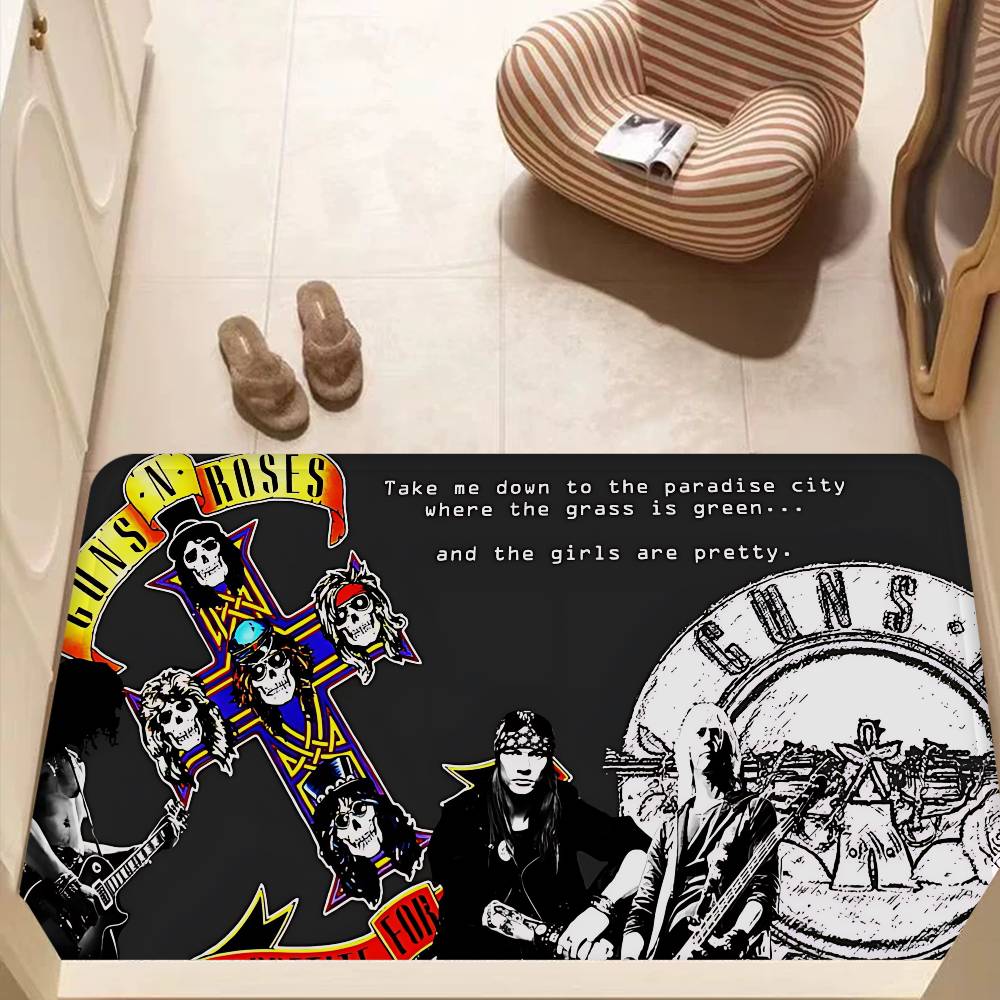 Cool Band G-Guns N-N R-Roses Rock Room Mats Anti-slip Absorb Water Long Strip Cushion Bedroon Mat Household Carpets