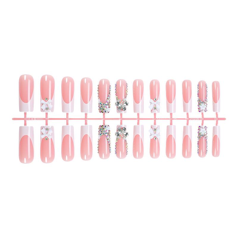 Handmade Rhinestone Bowknot Nail Patches – Wearable & Removable False Nails