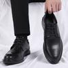 Leather shoes men's autumn British style business dress leather casual men's black suit height-increasing wedding groom shoes