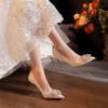 High Heels Women's White Wedding Dress Show Clothes Wedding Shoes Women's Spring New Thin Heels Pointed Temperament Single Shoes