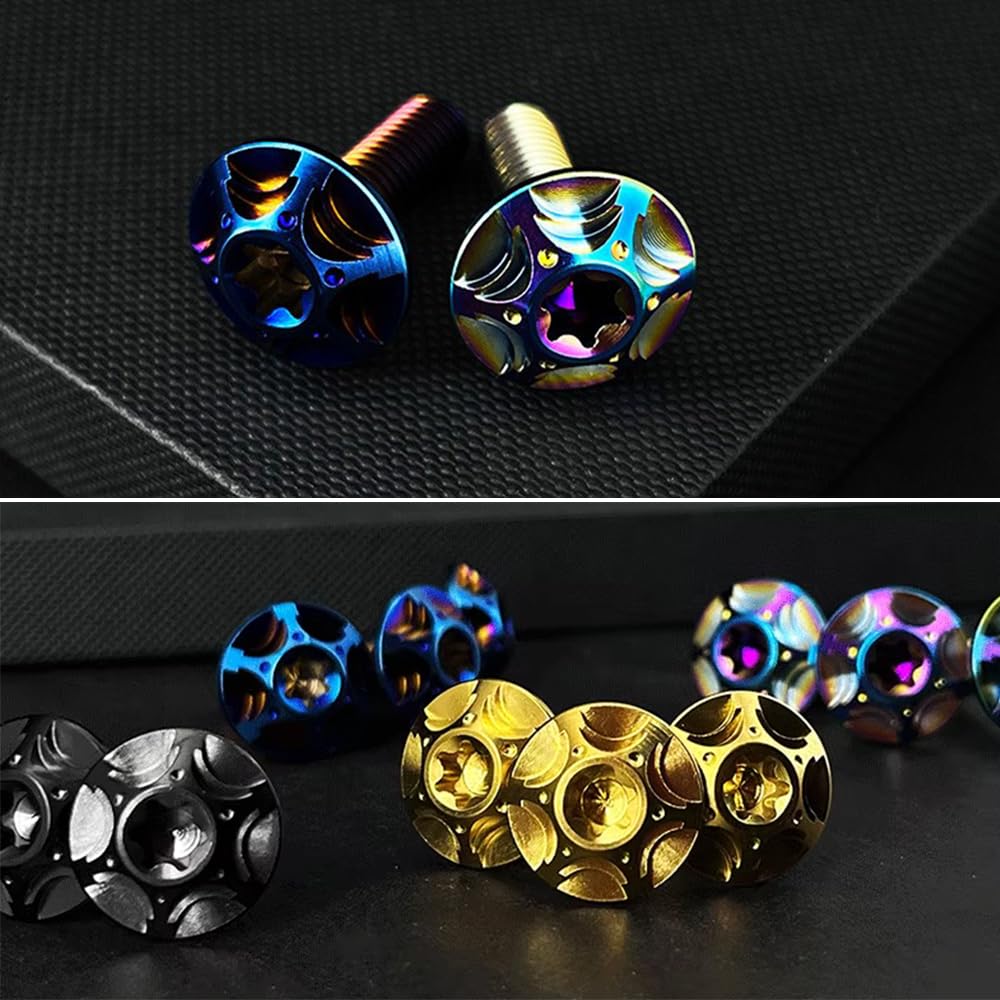 License Plate Bolts M6*15mm Set of 4 Titanium Car License Plate Frame Screws Bolts Anti-theft Screws with L Wrench (Colorful)