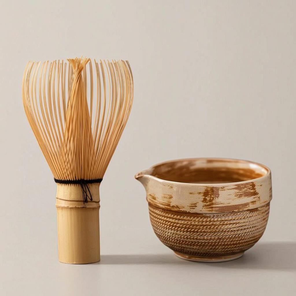 Bamboo Whisk Ceremony Matcha Bowl Spout Handmade Chasen Reusable Stirrer Textured Japanese Household