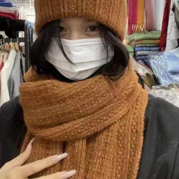 New Wool Knitted Scarf for Women in Winter Korean Fashion  Versatile  Warm Student Scarf Skin Friendly and Soft