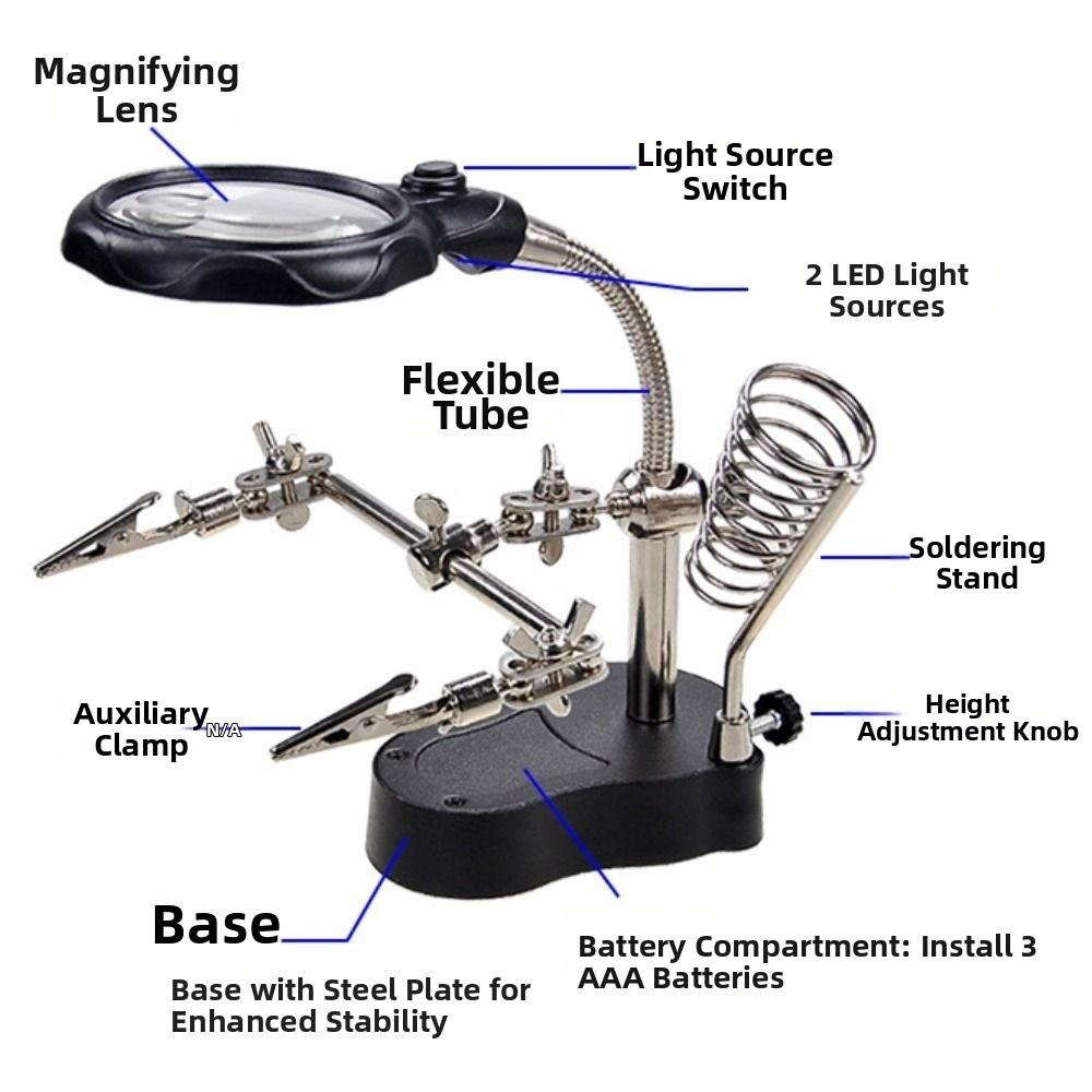 Adjustable Desktop Magnifying Glass 3.5X 12X Soldering Magnifier DIY Projects