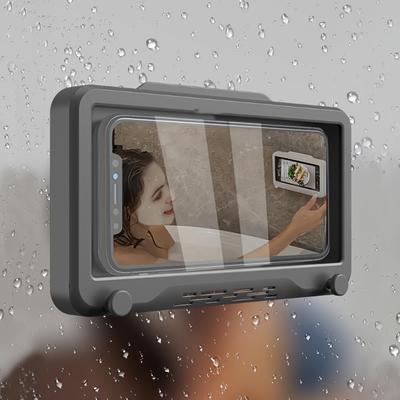 Caja de teléfono móvil para baño, resistente al agua, pantalla táctil antiniebla, accesorios de ducha, soporte para teléfono de montaje en pared, teléfono de menos de 6,8 pulgadas, 1 ud.