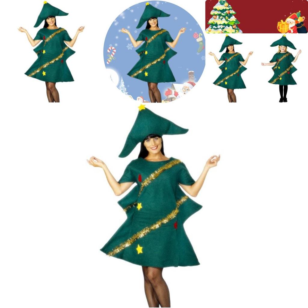 Costume Gioco di Ruolo Albero di Natale Per Bambini Abito Festivo per Feste e Spettacoli Natalizi