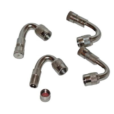 4 Kits Brass Tire Valve Stem Extension Chrome Coated 45 Degrees