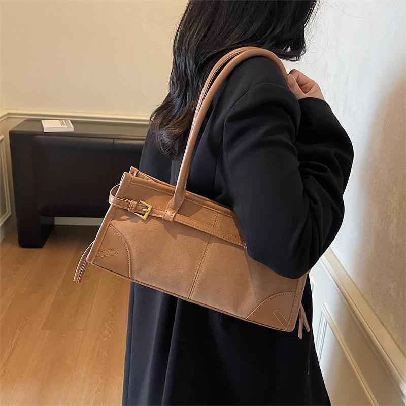 Bags Fashion Handbags Women's 2025 Autumn and Winter New Trendy Versatile Shoulder Bags Retro Suede Underarm Bags