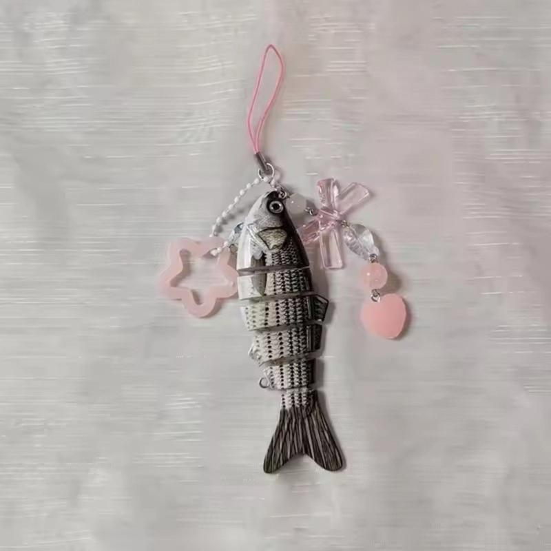 Creative Fish Keychain With Star Charm and Tassels for Phone Bag Car Decoration Handmade Resin Pendant Gifts Ideas