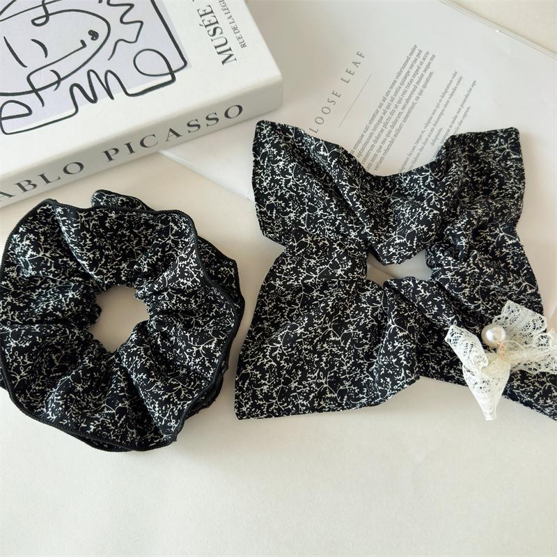 Black White Square Round Hair Tie Sweet Fresh Elastic Hair Band Girls Women Ponytail Scrunchies Hair Accessories 1Pc