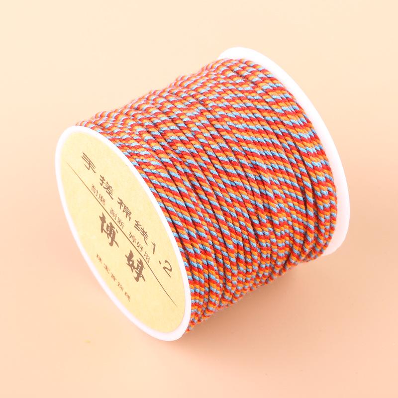 20m Multicolor Tie-Dyed Cotton Thread for DIY Moon Bodhi Bracelet