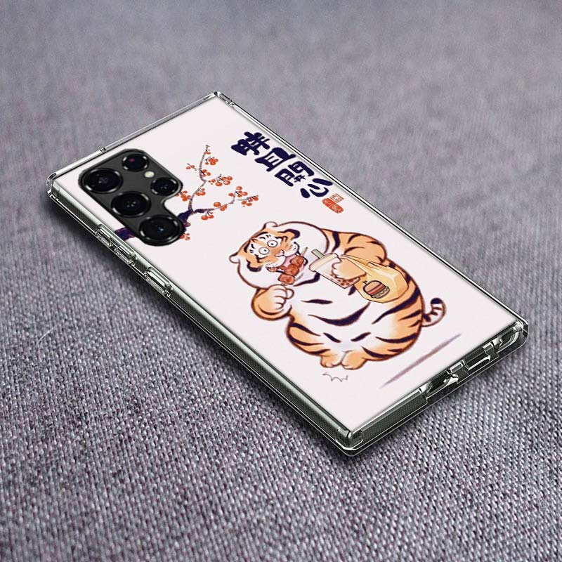 

Cartoon Fat Tiger Phone Case For Samsung Galaxy S24 S23 S21 S20 FE S22 S26 Ultra S25 Edge S10 Plus Cover Clear TPU Capa Shell Co Samsung S10 PLUS