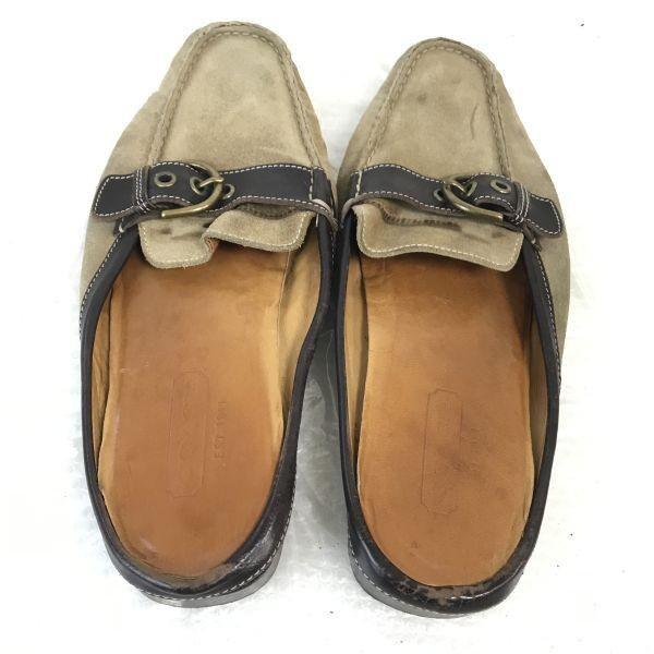 Italy COACH Suede Leather Clog Sandal 7.5 Men 25.5 Brown Slip On Loafer(USED)