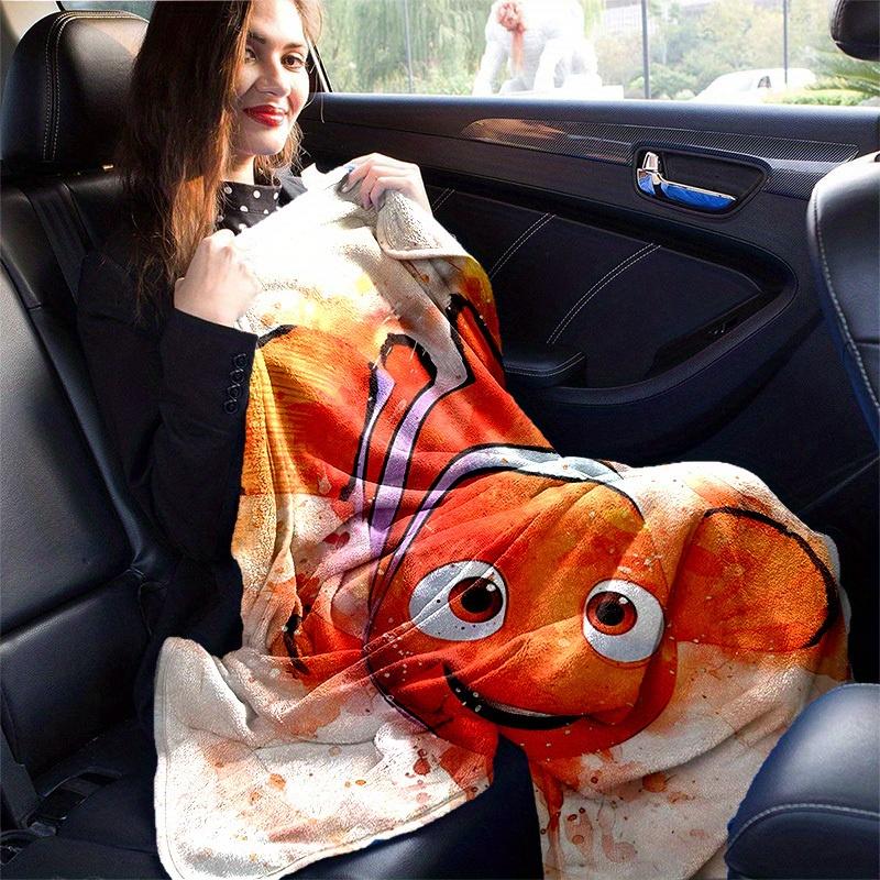 1pc, Finding Nemo Inspired Watercolor Art Blanket - Seasonal Decorative Throw for Home, Soft Flannel Throw Blanket - Versatile & Cozy for Be