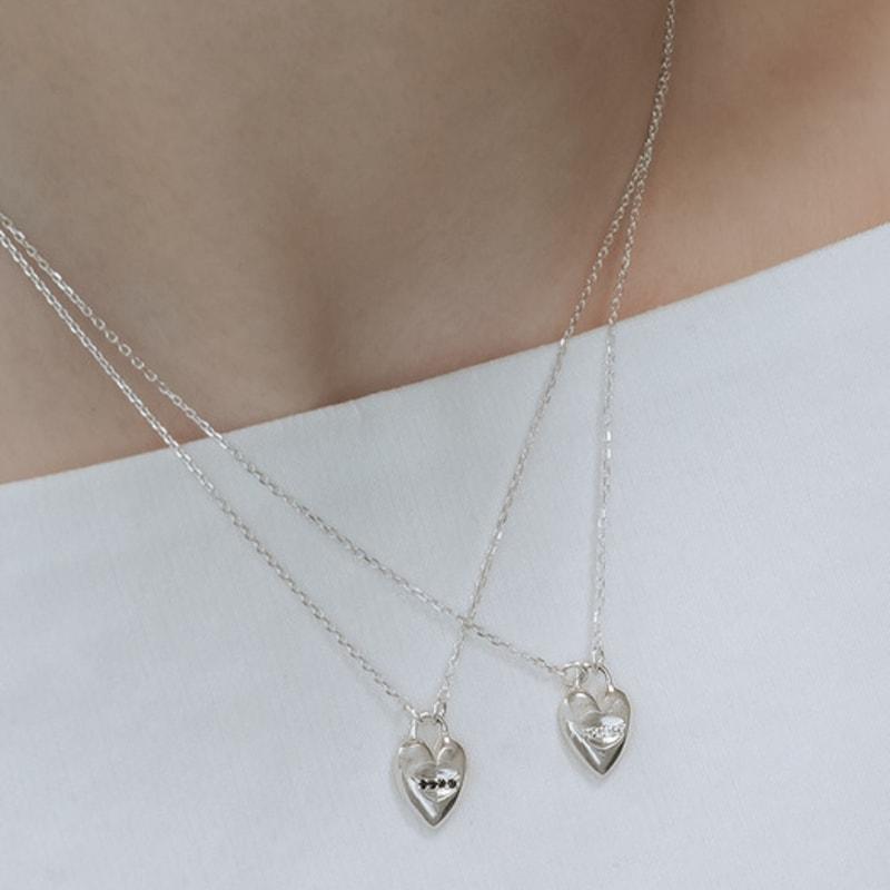 POSTLUDE [SILVER] HEART CC LOCK 4CZ PENDANT N