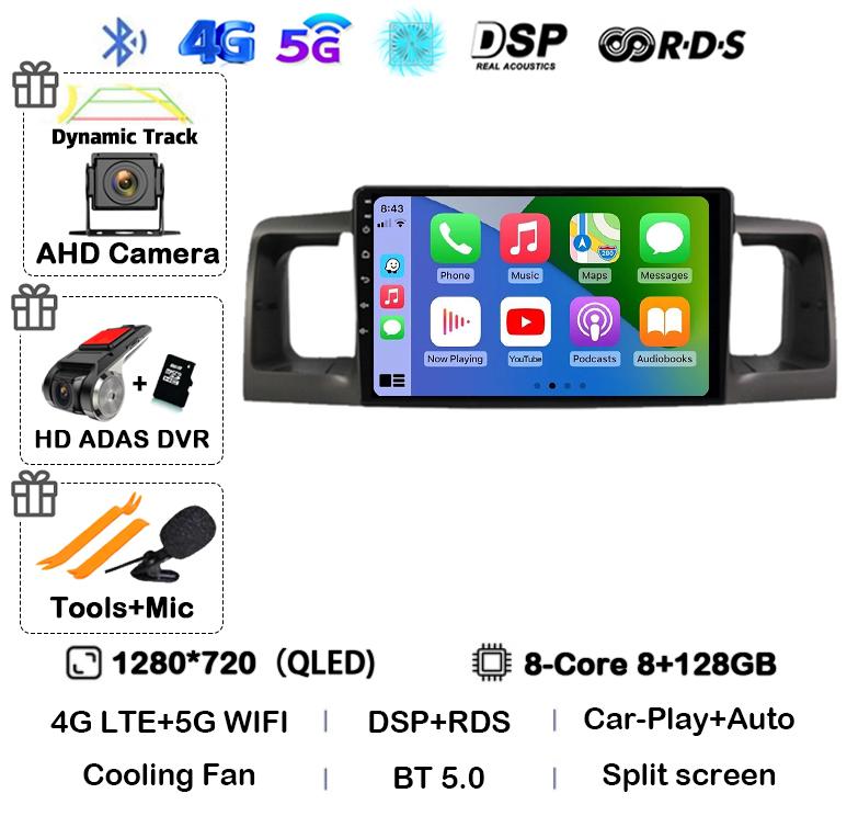 Android 14 Carplay Auto WIFI 4G Car Radio For Toyota Corolla E120 E 120 BYD F3 2007 2008 2009 2010 2011 Stereo Multimedia Player