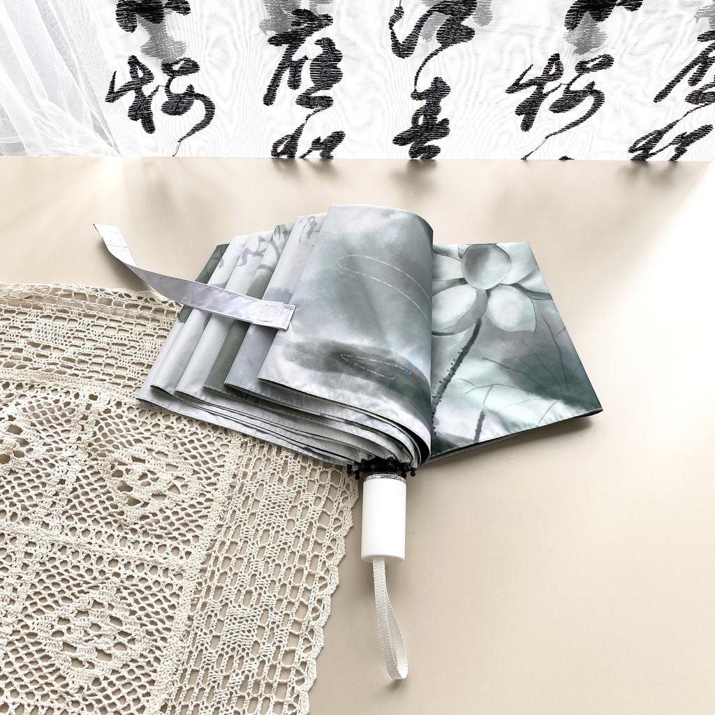 New Chinese Style Umbrella Wind-Resistant Solid Rain Or Shine Dual-Use Umbrella Vinyl Sun Protective Sun Umbrella UV-Proof Manual Umbrella