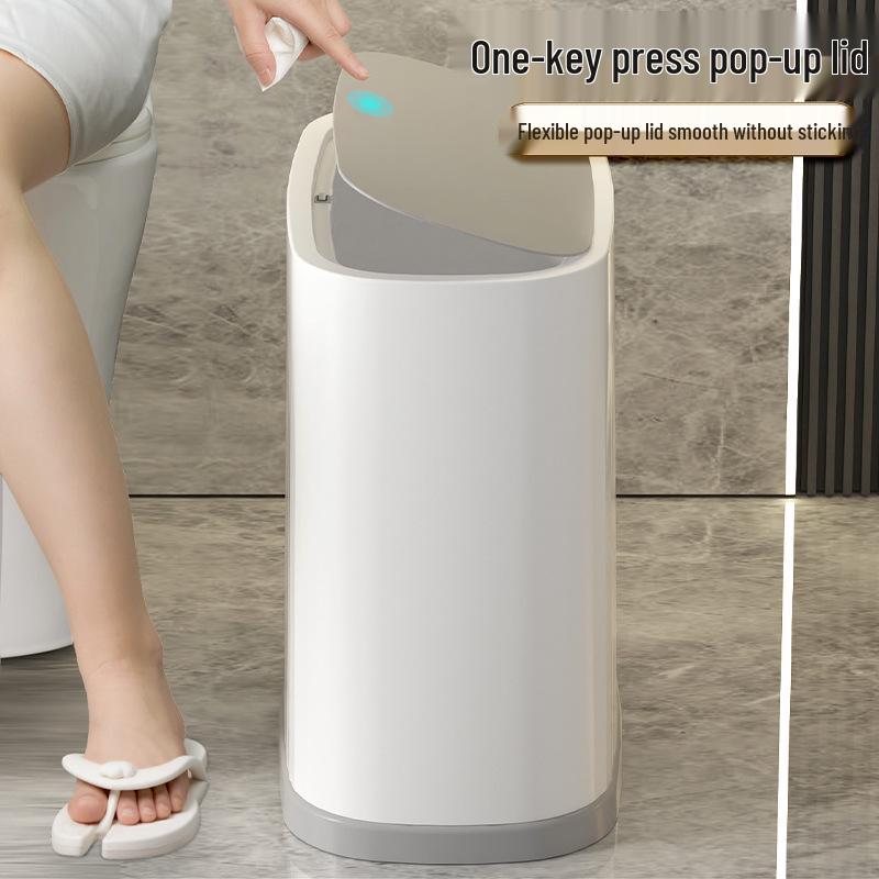 Søppelbøtte med trykknapp-popup-lokk for kjøkken, bad eller restaurant