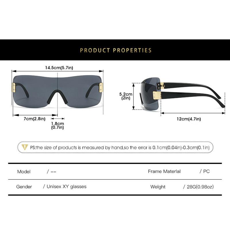 Brand Designer Luxury Rimless Rectangle Sunglasses Women For Men Vintage Punk Sun Glasses Outdoor Popular Shades Uv400