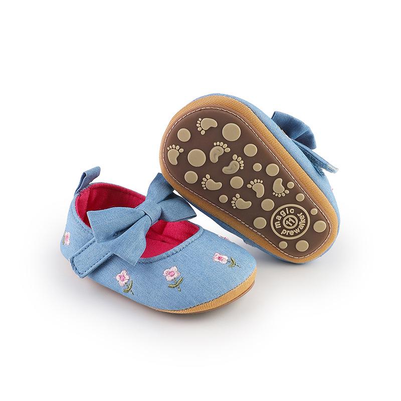 Embroidered Baby Girl Soft Sole Shoes, 3-6 Months