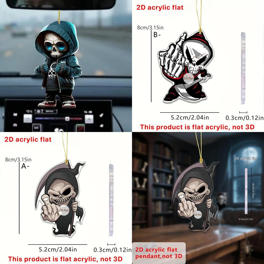 Halloween Themed Skull Pattern Acrylic Pendant For Car Accessories