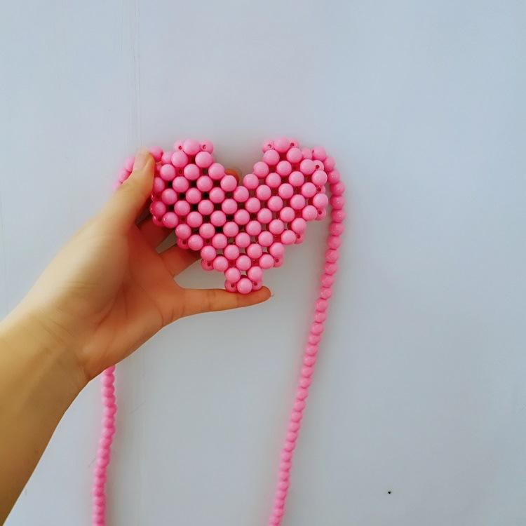 Mini Lipstick Handbags Pearl Women's Bag Crossbody Multicolor Love Shape Work Beads Women Spring and Summer All-match Fashion