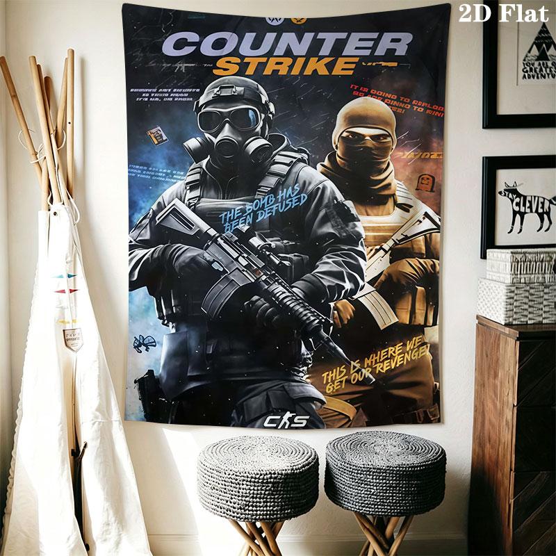 Counter-Strike 2 Wall Hanging Printed Fabric Blanket Decorative Tapestries for Bedroom Living Room Home Decor