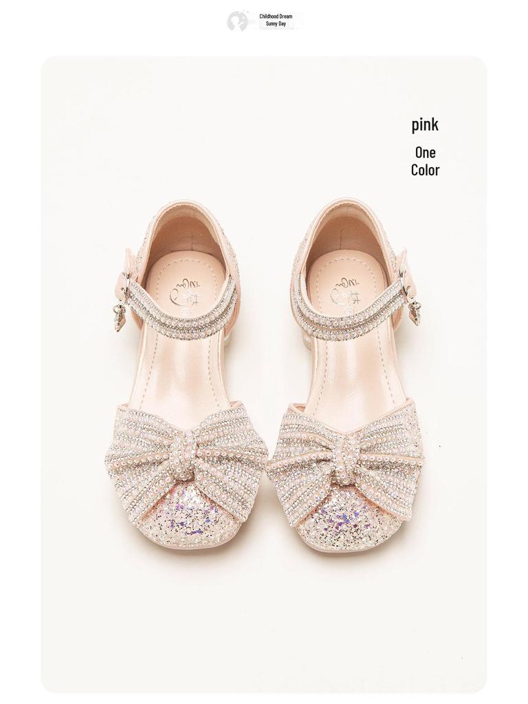 Mädchen Prinzessin Kristallschuhe - Frühling/Sommer 2025: Glänzende Leder-High Heels mit weicher Sohle für Kleinkinder