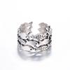 Anillos de Pareja de Peces Estilo Mori de Plata de Ley - Plata Tailandesa Retro Ajustable Diseño de Banco de Peces.